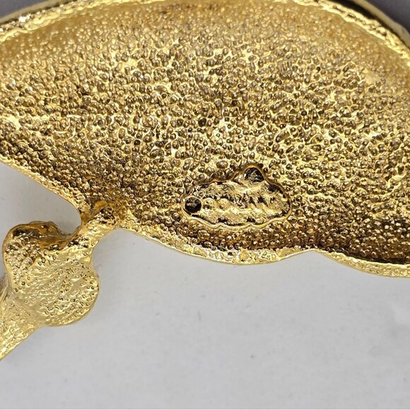 Vintage Giovanni Rhinestone Parrot Brooch Enamel Red Green Blue Gold Tone Large - Picture 4 of 4